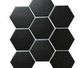 Мозаика Hexagon big Black Matt (FQ83000/SBH4810) 25.6x29.5x6 от StarMosaic (Китай)