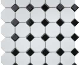 Мозаика Octagon small White/Black Matt (IDLA2575) 29.5x29.5 от StarMosaic (Китай)
